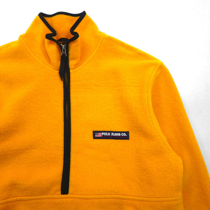 POLO JEANS CO Ralph Lauren 90年代 ハーフジップ フリースジャケット L イエロー カンガルーポケット