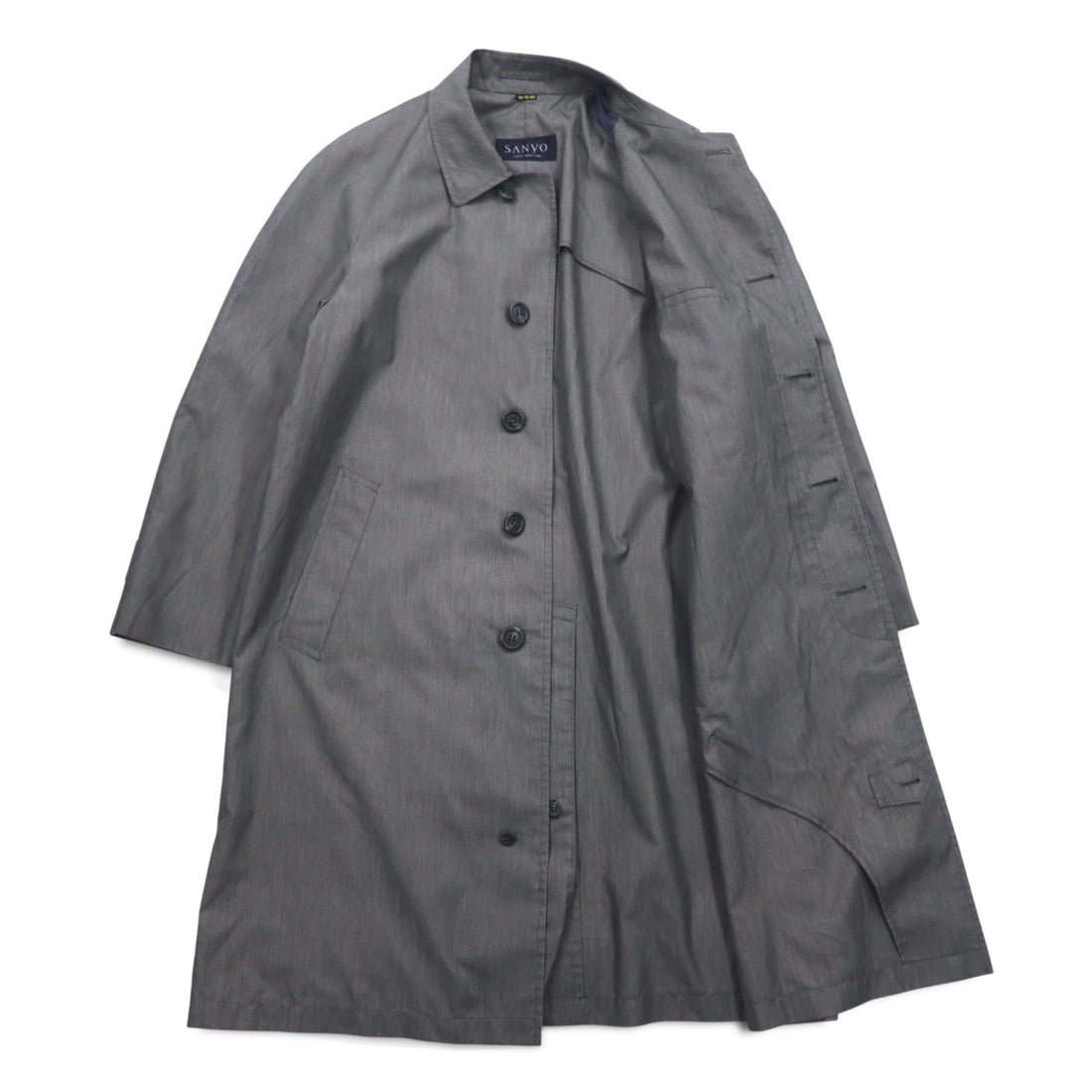 Vintage 90s Japan Made SANYO Classic Trench Coat SANYO Balmacaan Coat S Grey Made in Japan