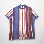 Polo by Ralph Lauren 90s USA made multi-stripe pique polo shirt XL white blue red small pony embroidery
