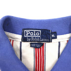 Polo by Ralph Lauren 90s USA made multi-stripe pique polo shirt XL white blue red small pony embroidery