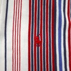 Polo by Ralph Lauren 90s USA made multi-stripe pique polo shirt XL white blue red small pony embroidery