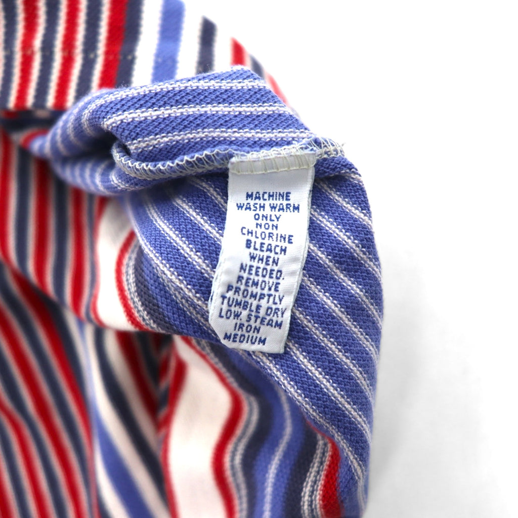 Polo by Ralph Lauren 90s USA made multi-stripe pique polo shirt XL white blue red small pony embroidery