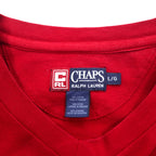 CHAPS RALPH LAUREN 90s Long Sleeve T-Shirt, Red, One Point Logo Embroidery
