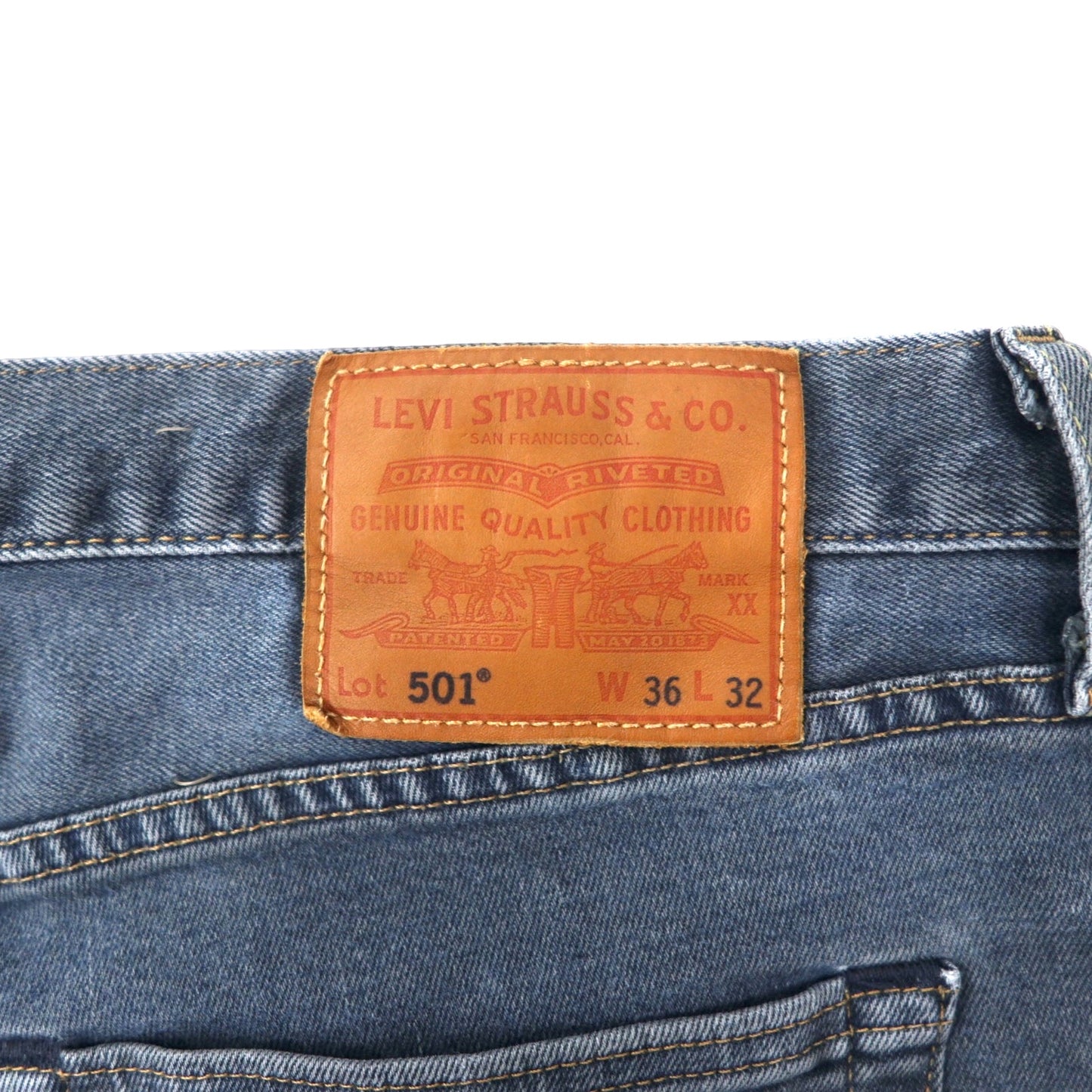 LEVI'S PREMIUM ビッグE 501 デニムパンツ 36 グレー コットン ボタンフライ レザーパッチ 501-3140 ポーランド製