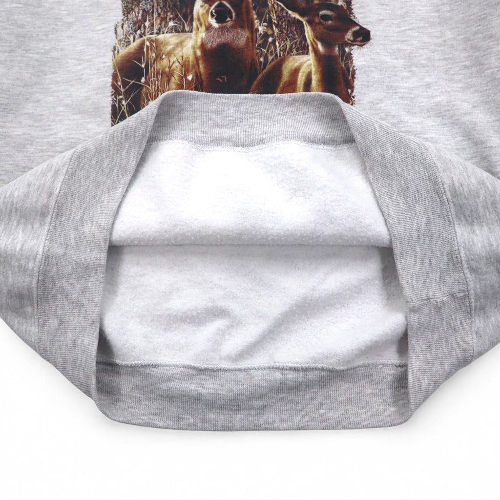 JERZEES Sweatshirt L Grey Animal Print Deer Cotton Polyester Fleece Lining