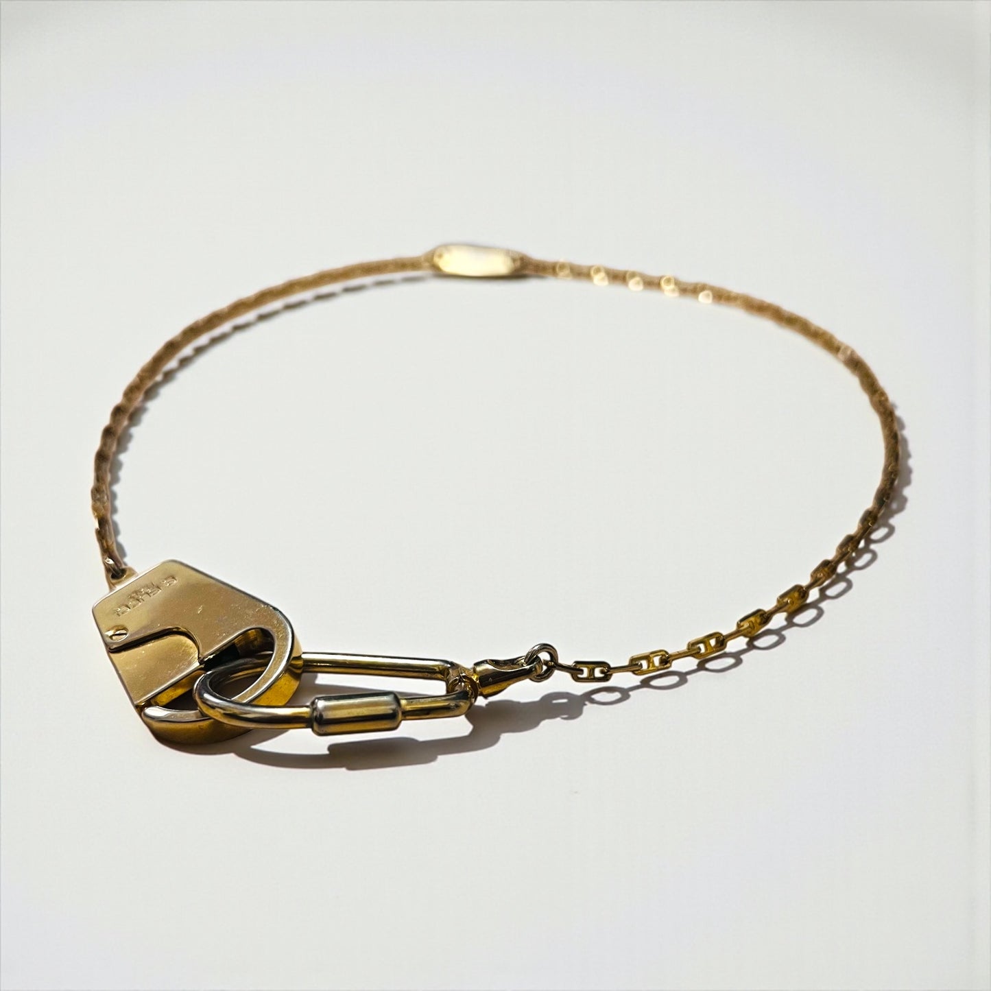 GUCCI 80年代 イタリア製 ヴィンテージ オールドグッチ 2WAY カラビナ ネックレス キーチェーン ゴールド ロック G.GUCCI