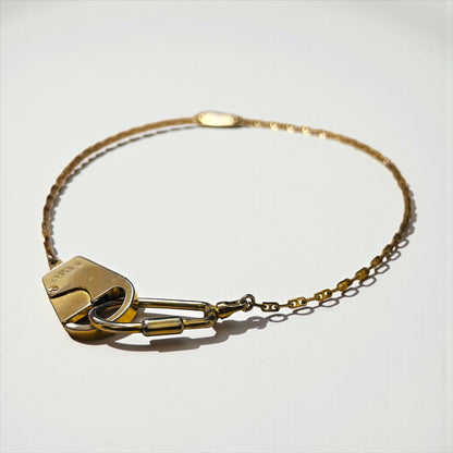 GUCCI 80年代 イタリア製 ヴィンテージ オールドグッチ 2WAY カラビナ ネックレス キーチェーン ゴールド ロック G.GUCCI