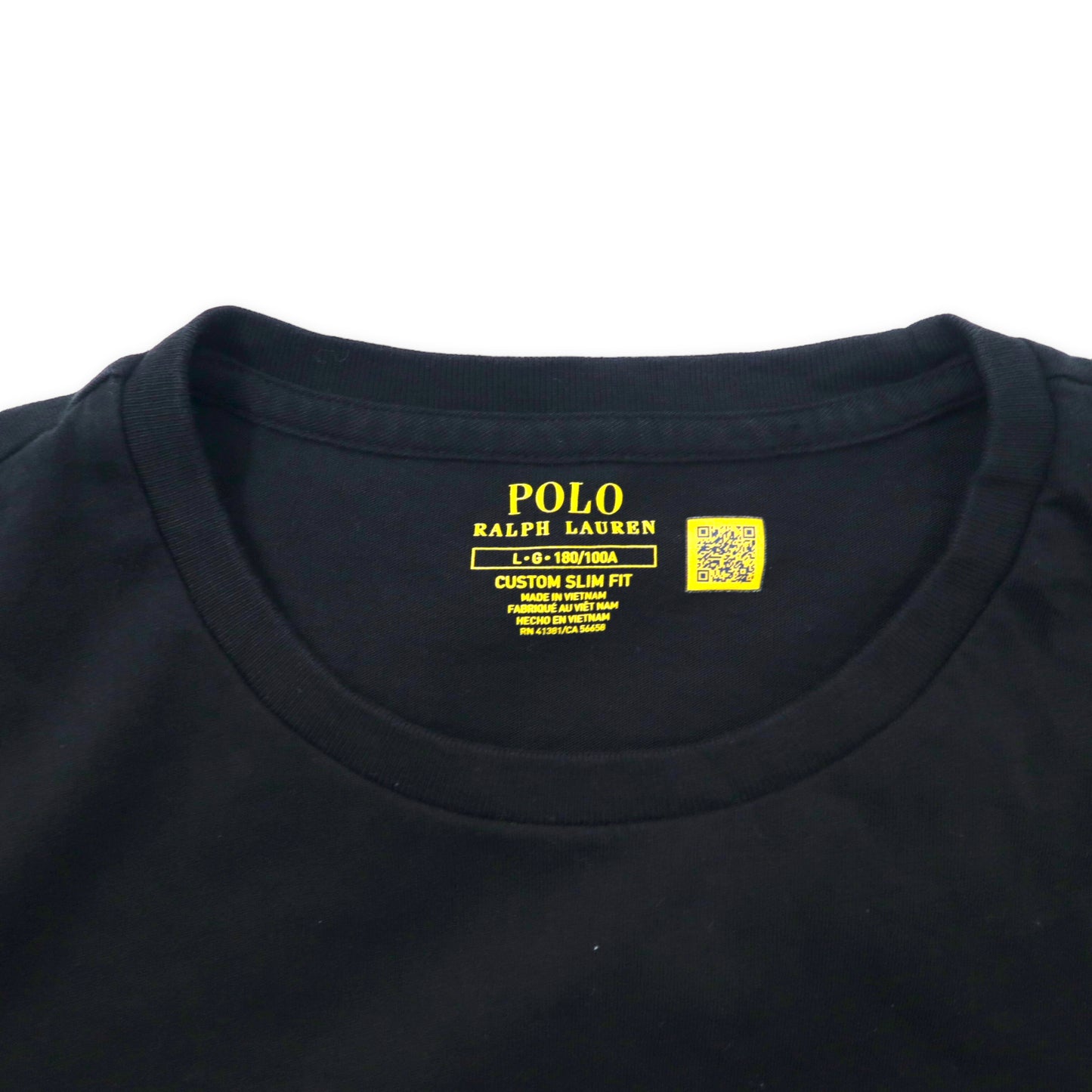 POLO RALPH LAUREN ロングスリーブ Tシャツ L ブラック コットン スモールポニー刺繍 CUSTOM SLIM FIT