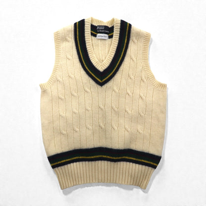 Polo Ralph Lauren 90年代 日本製 チルデン ニット ベスト L 生成り ナチュラル ウール VIRGIN WOOL