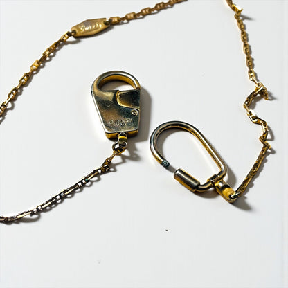 GUCCI 80年代 イタリア製 ヴィンテージ オールドグッチ 2WAY カラビナ ネックレス キーチェーン ゴールド ロック G.GUCCI