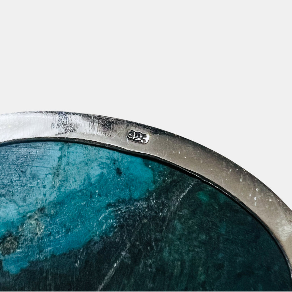 Sterling Silver 925 Turquoise Necklace ターコイズ ホピチェーン ネックレス チョーカー 天然石 ペンダント オーバル カボション ラージ