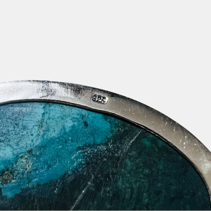 Sterling Silver 925 Turquoise Necklace ターコイズ ホピチェーン ネックレス チョーカー 天然石 ペンダント オーバル カボション ラージ