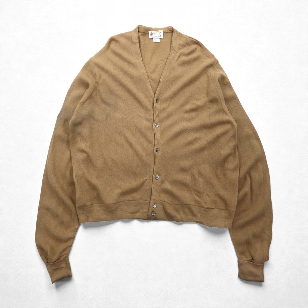 LONDON FOG 80年代 USA製 アクリル ニット Vネック カーディガン 2XL ベージュ アクリル