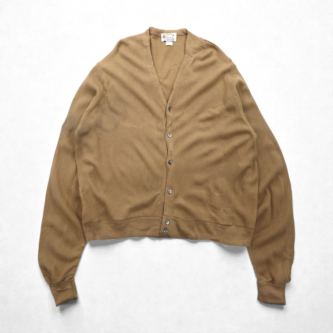 LONDON FOG 80s Made in USA Acrylic Knit V-Neck Cardigan, 2XL, Beige