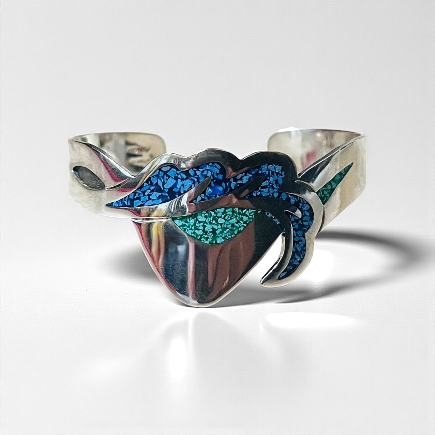 Vintage Mexican Jewelry インレイ バングル シルバー SILVER 925 MEXICO ALPACA メキシカンジュエリー