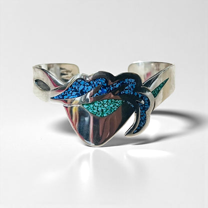 Vintage Mexican Jewelry インレイ バングル シルバー SILVER 925 MEXICO ALPACA メキシカンジュエリー