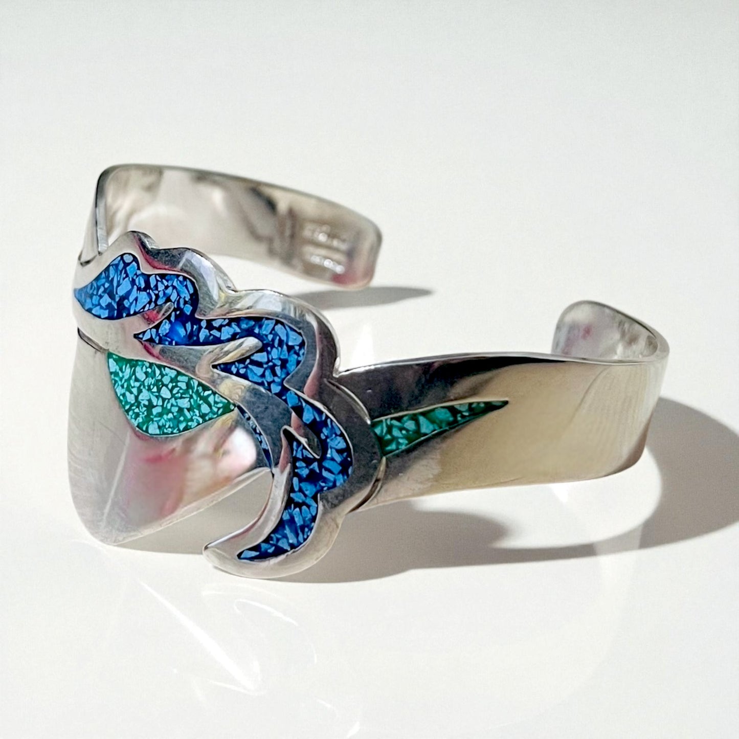 Vintage Mexican Jewelry インレイ バングル シルバー SILVER 925 MEXICO ALPACA メキシカンジュエリー