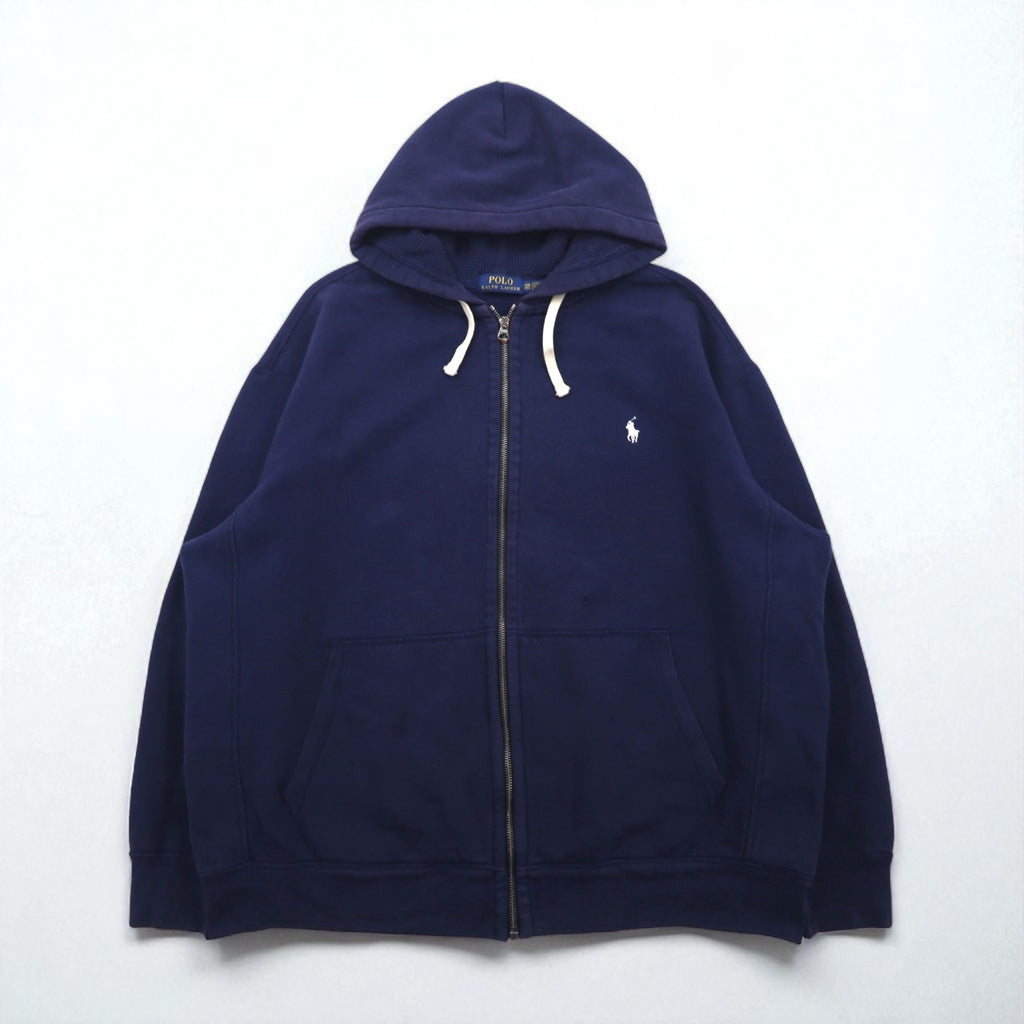 Polo Ralph Lauren Reverse Weave Full-Zip Hoodie, Size 2XL, Navy, with Small Pony Embroidery