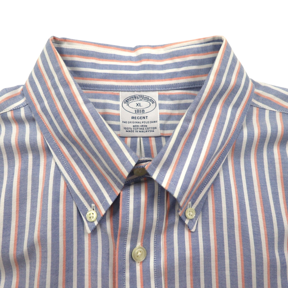 Brooks Brothers Oxford Button-Down Shirt, XL, Blue Regent Stripe, Supima Cotton