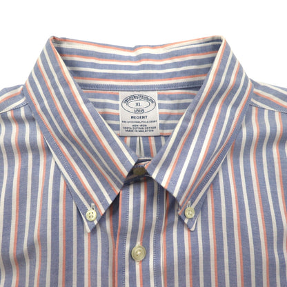 Brooks Brothers オックスフォード ボタンダウン シャツ XL ブルー REGENT ストライプ スーピマコットン