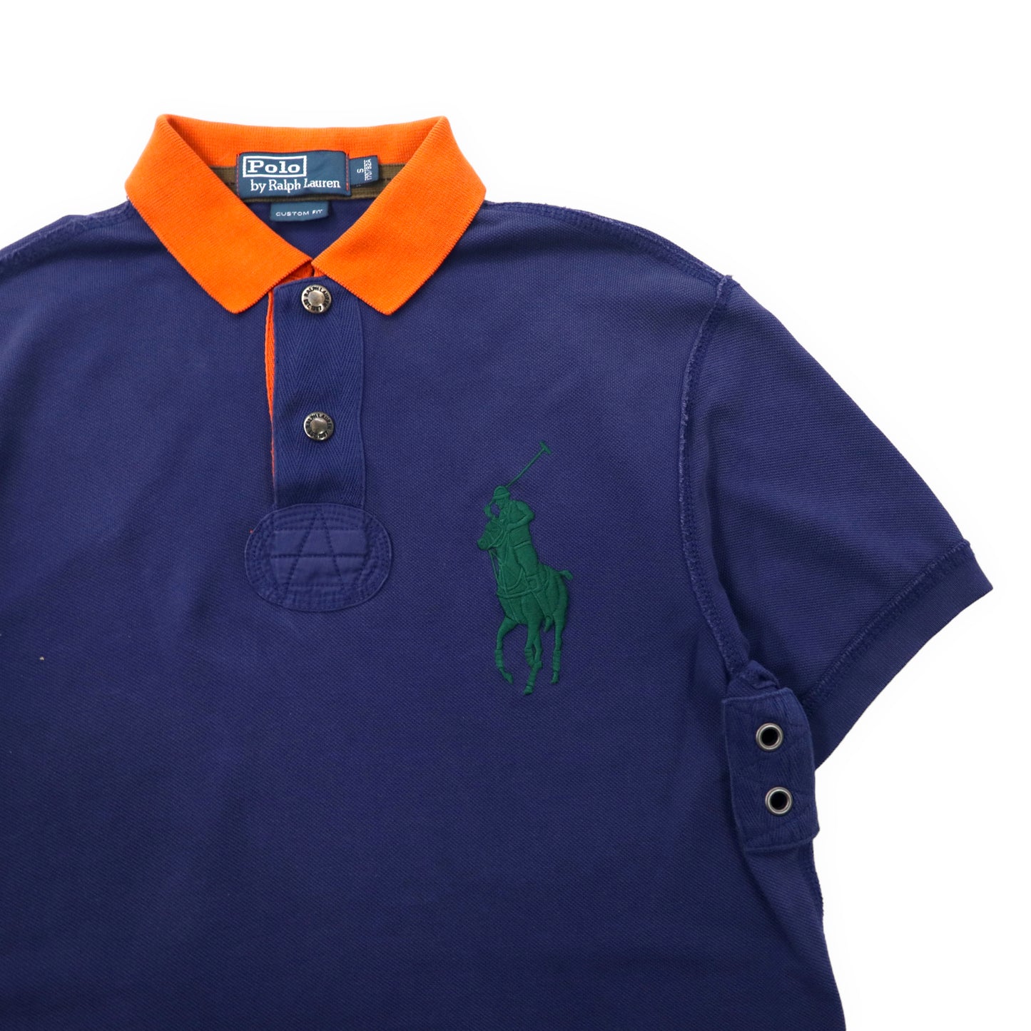 Polo by Ralph Lauren ビッグポニー ポロシャツ 170 ネイビー コットン ハーフスナップボタン