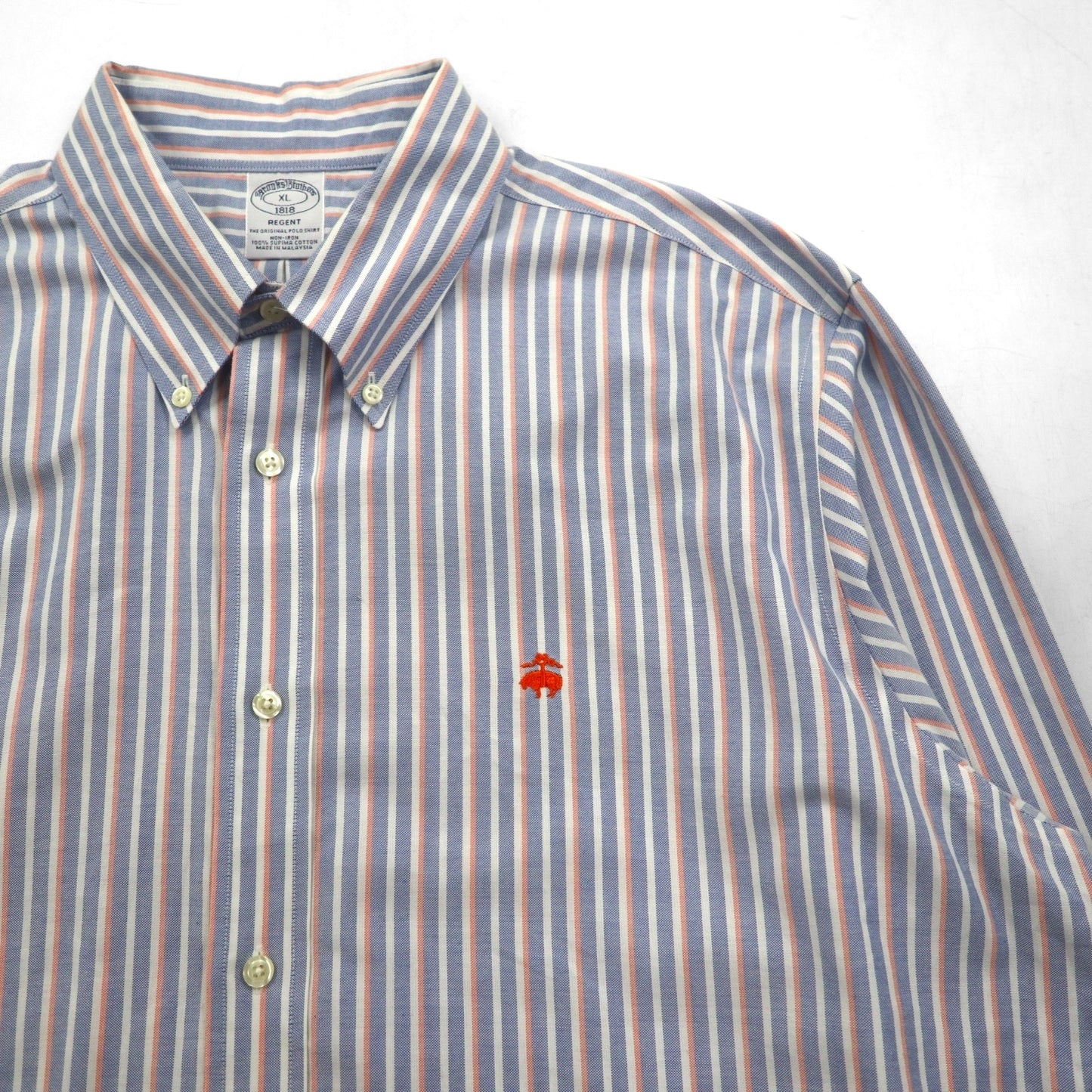 Brooks Brothers オックスフォード ボタンダウン シャツ XL ブルー REGENT ストライプ スーピマコットン