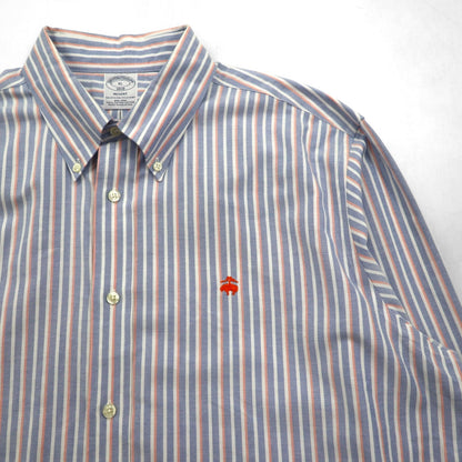 Brooks Brothers オックスフォード ボタンダウン シャツ XL ブルー REGENT ストライプ スーピマコットン
