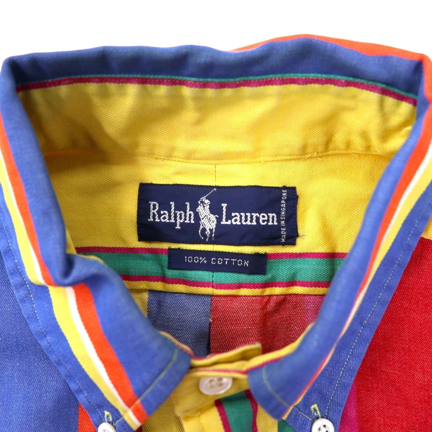 Ralph Lauren 90年代 マルチストライプ ボタンダウンシャツ L マルチカラー コットン スモールポニー刺繍