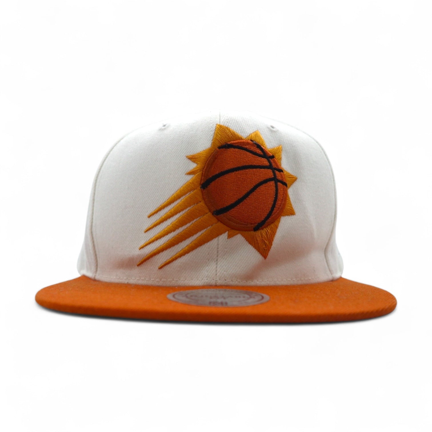 mitchell &amp; ness snapback bicolor baseball cap free adjustable fit white orange NBA phenix suns