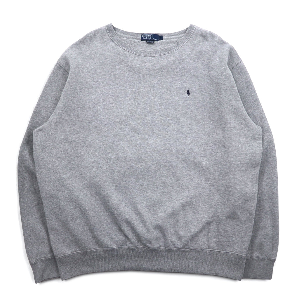 Polo by Ralph Lauren 90s Crew Neck Sweatshirt, XL, Grey, Small Pony Embroidery