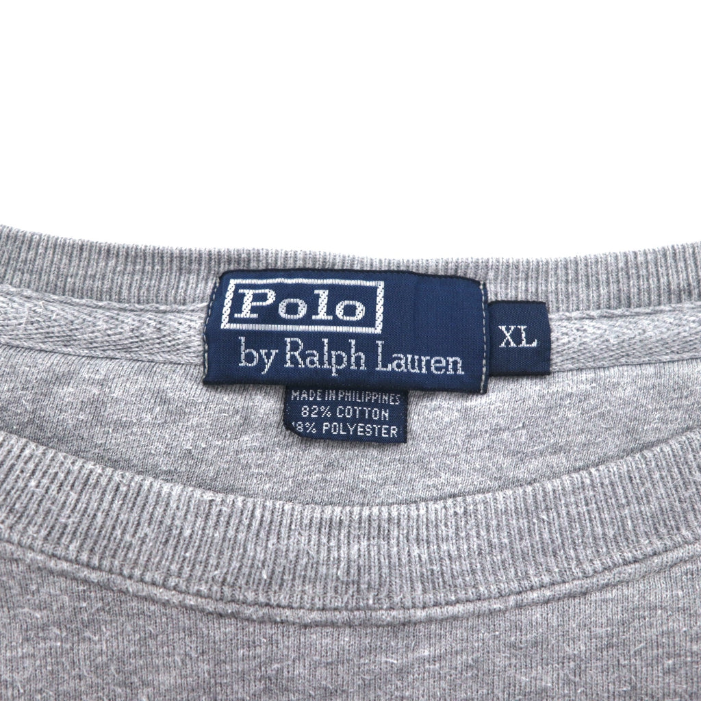 Polo by Ralph Lauren 90s Crew Neck Sweatshirt, XL, Grey, Small Pony Embroidery