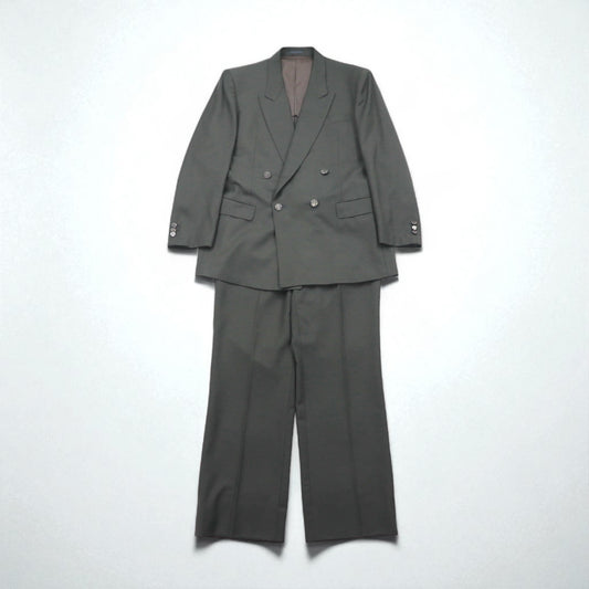 LANVIN 90年代 ダブルブレスト ピークドラペル スーツ ブレザー セットアップ L メタルボタン ワイド