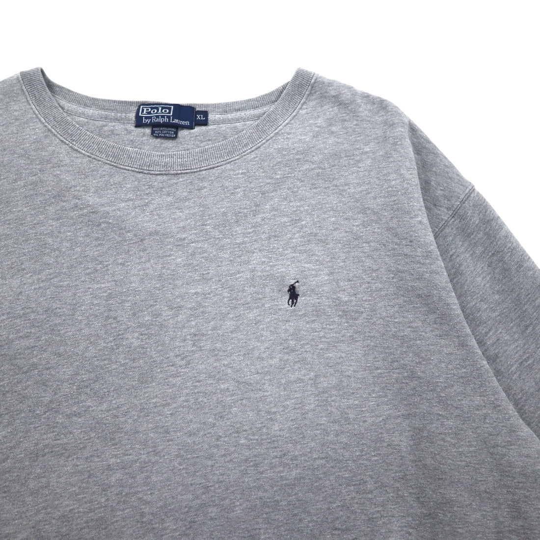 Polo by Ralph Lauren 90s Crew Neck Sweatshirt, XL, Grey, Small Pony Embroidery