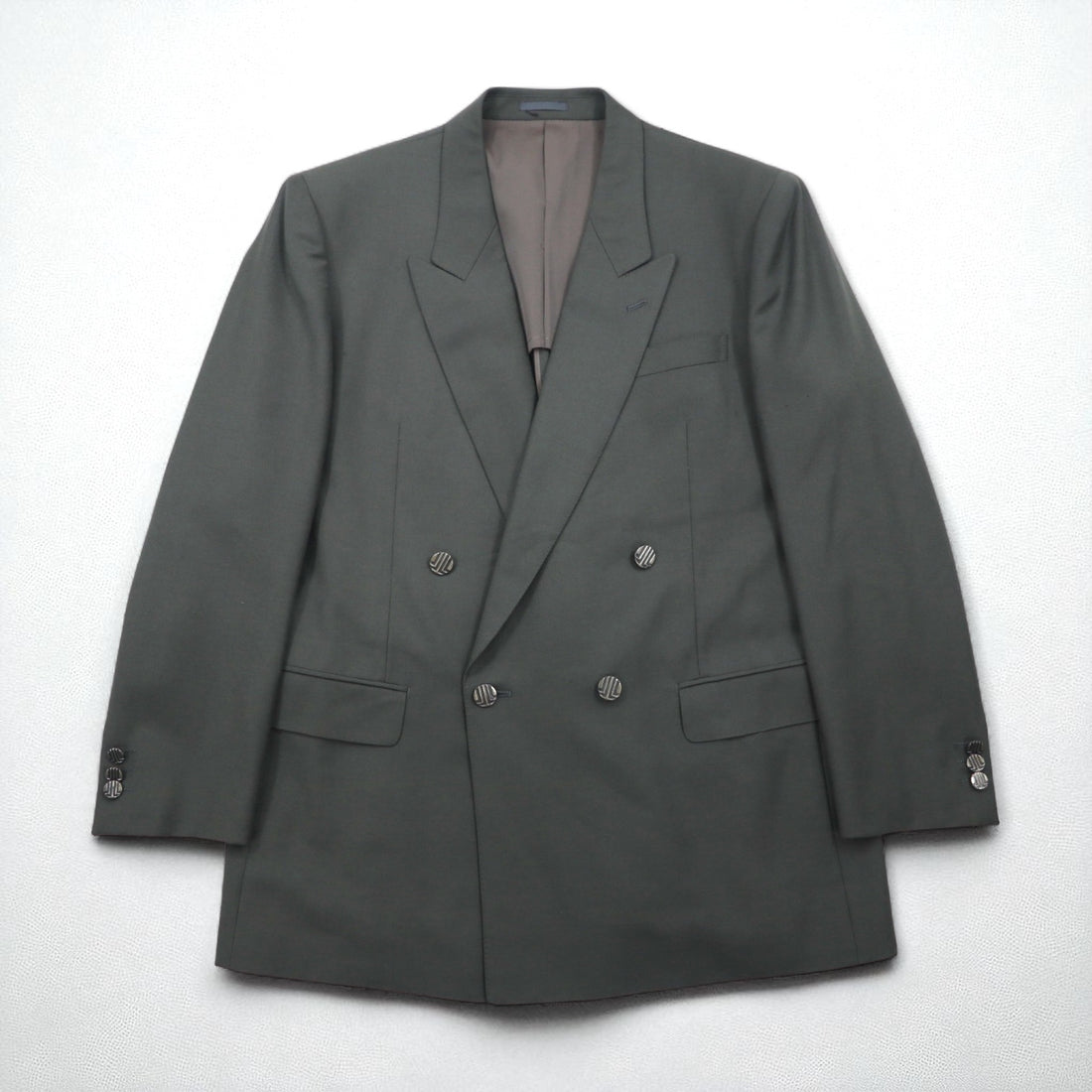 LANVIN 90年代 ダブルブレスト ピークドラペル スーツ ブレザー セットアップ L メタルボタン ワイド