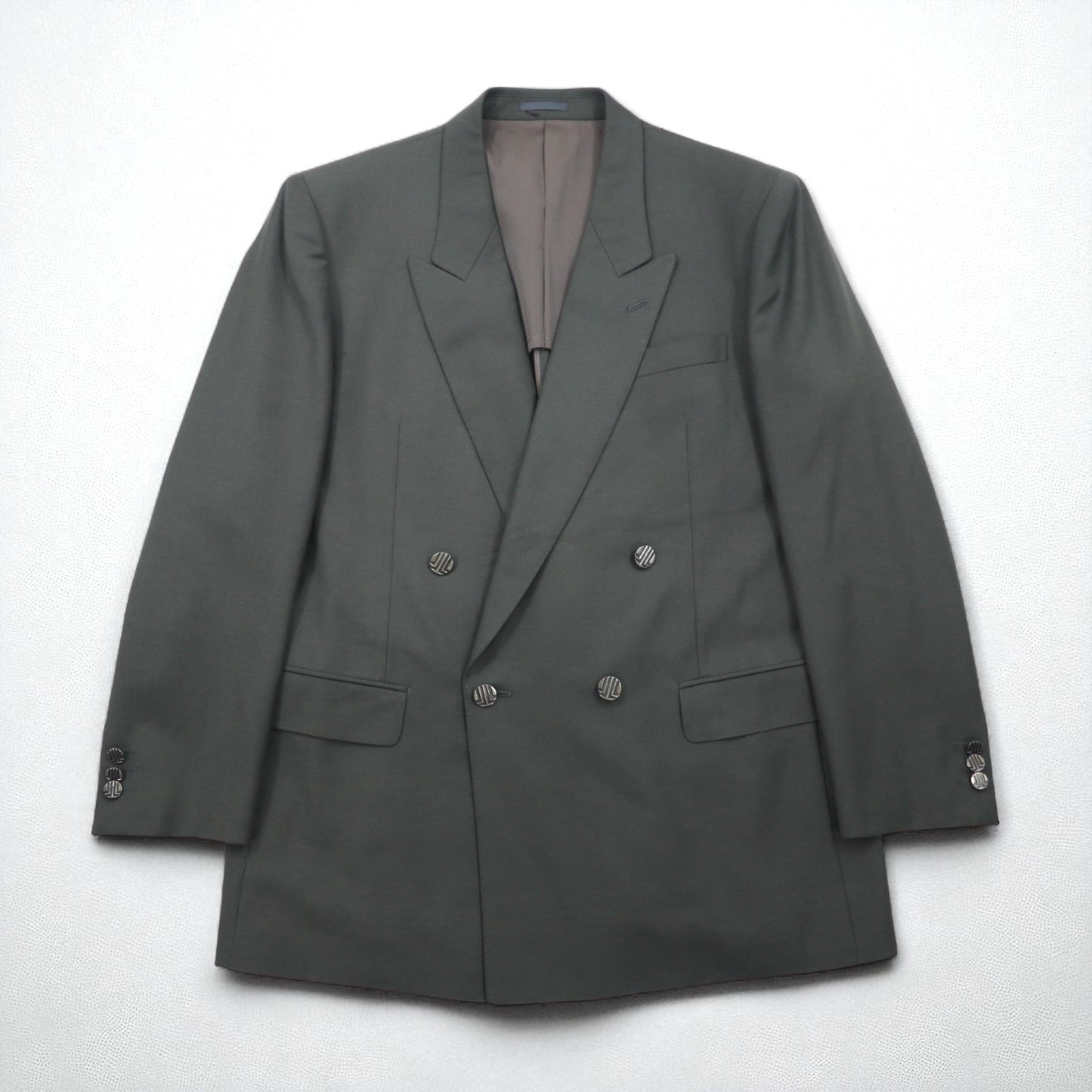 LANVIN 90年代 ダブルブレスト ピークドラペル スーツ ブレザー セットアップ L メタルボタン ワイド