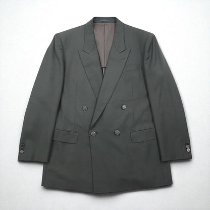 LANVIN 90年代 ダブルブレスト ピークドラペル スーツ ブレザー セットアップ L メタルボタン ワイド