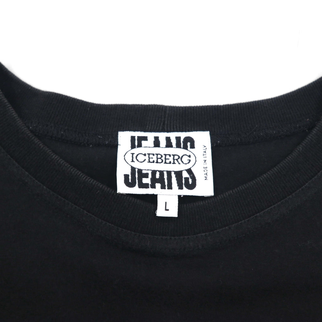 ICEBERG JEANS イタリア製 90年代 ロゴプリント Tシャツ L ブラック コットン