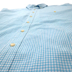 RALPH LAUREN XLT TALL button-down shirt in blue gingham check cotton with small pony embroidery