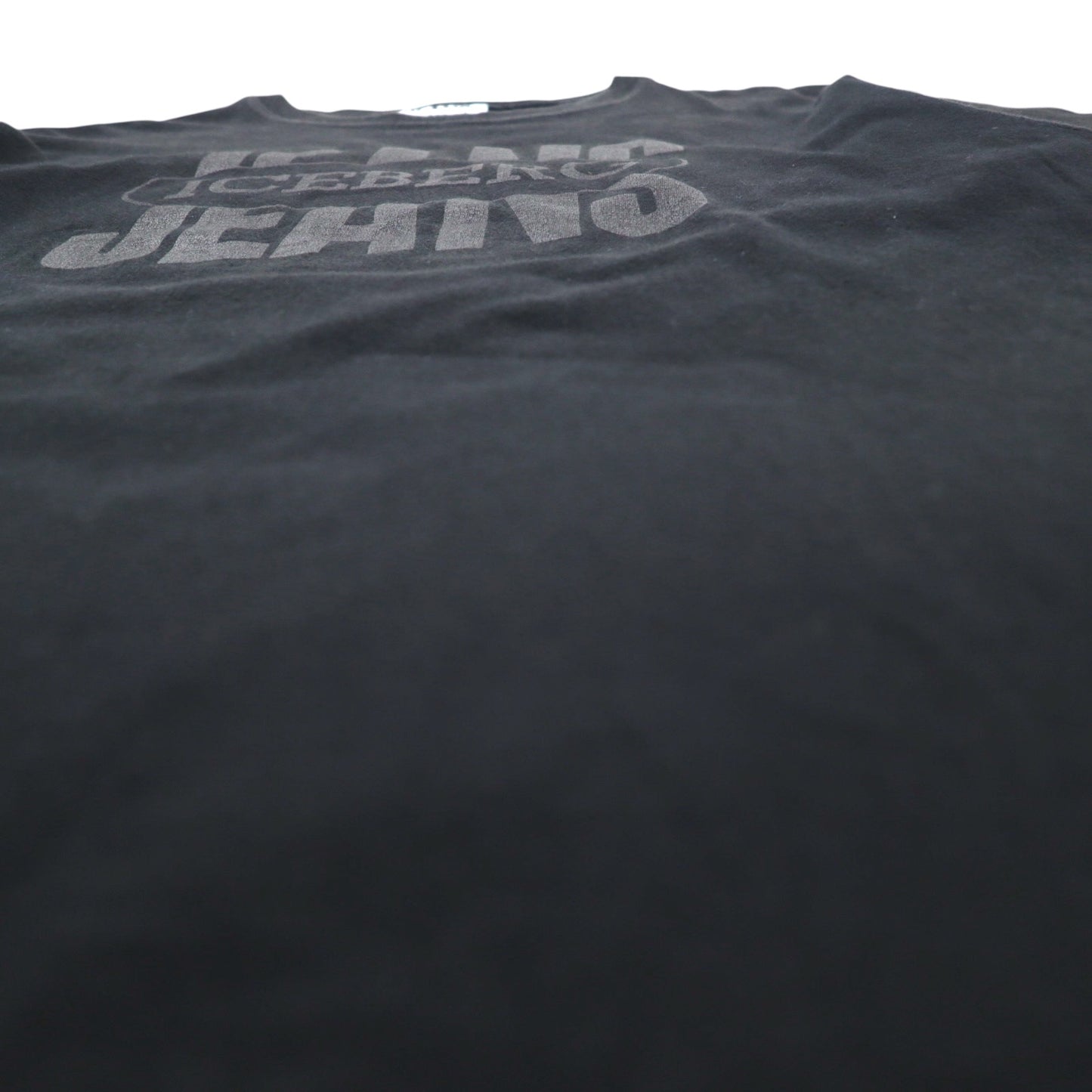ICEBERG JEANS Made in Italy 90s Logo Print T-Shirt L Black Cotton