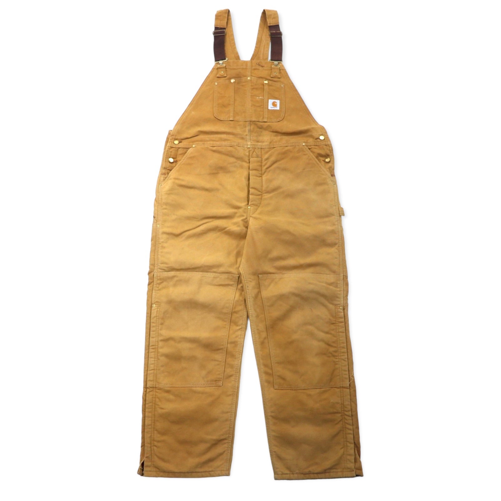 日本然リトテ-古着オンライン-carhartt USA製 80年代 ダブルニー ダック オーバーオール 44 ベージュ コットン 裏地キルティング 星タグ RUGGED FLEX RIGBY BIB OVERALLS 6FBQZ-CARHARTT USA MADE 80s Double Ney Duck Overall 44 Beige Cotton Lining Quilted Star Tag Rugged Flex Rigby Bib Overalls 6fbqz