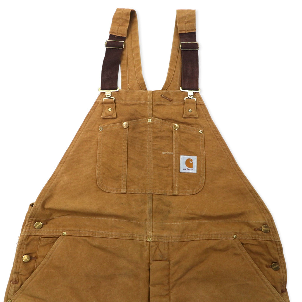 carhartt USA made 80's double knee duck overalls 44 beige cotton lining quilting star tag RUGGED FLEX RIGBY BIB OVERALLS 6FBQZ
