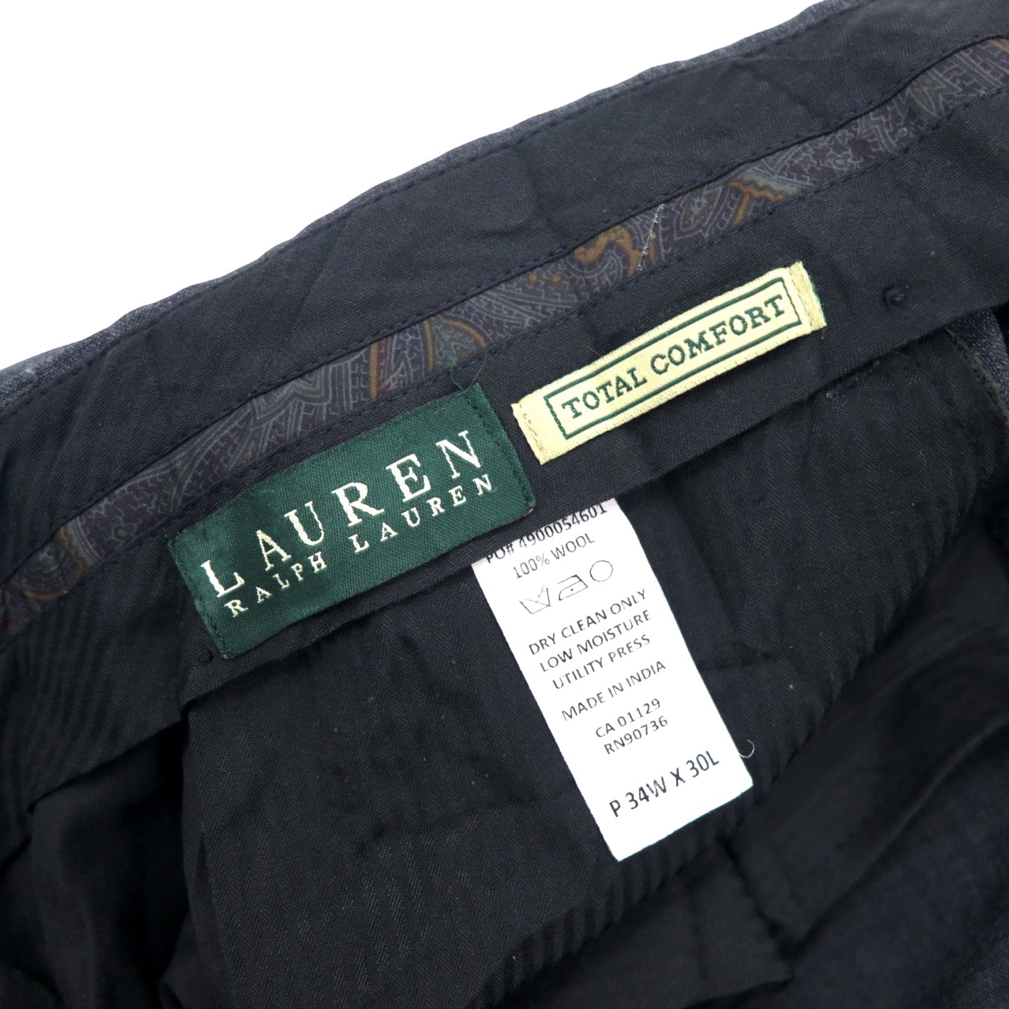 LAUREN RALPH  LAUREN 2タック ワイド スラックスパンツ 34 グレー ウール