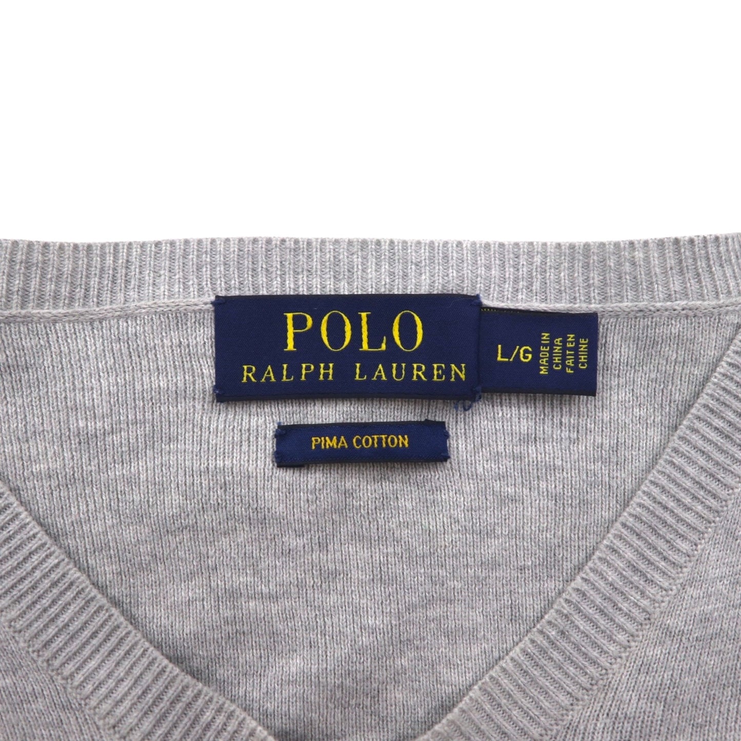 Polo Ralph Lauren Vネック ピマコットン ニット セーター L グレー スモールポニー刺繡