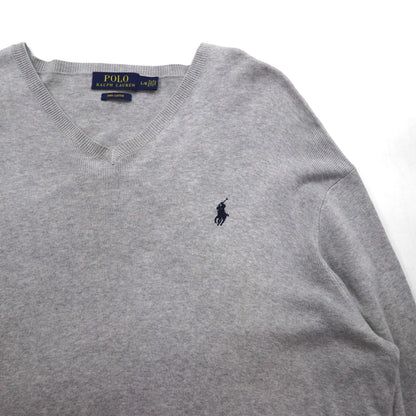 Polo Ralph Lauren Vネック ピマコットン ニット セーター L グレー スモールポニー刺繡