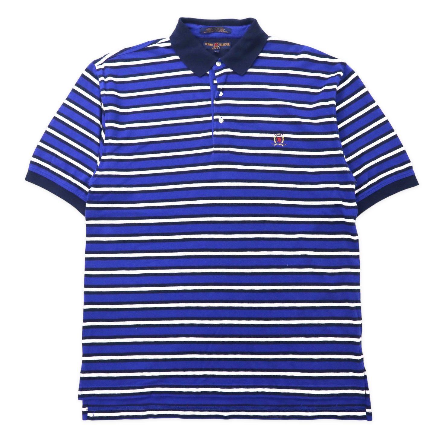 TOMMY HILFIGER 90s Big Size Striped Polo Shirt L Blue Cotton One