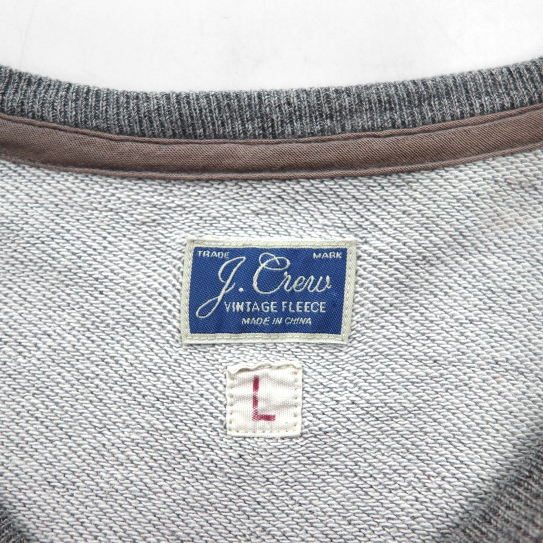 J.CREW Blank Sweatshirt (Size L) with Vintage-Tone Front V and Vintage Fleece Crew Neck