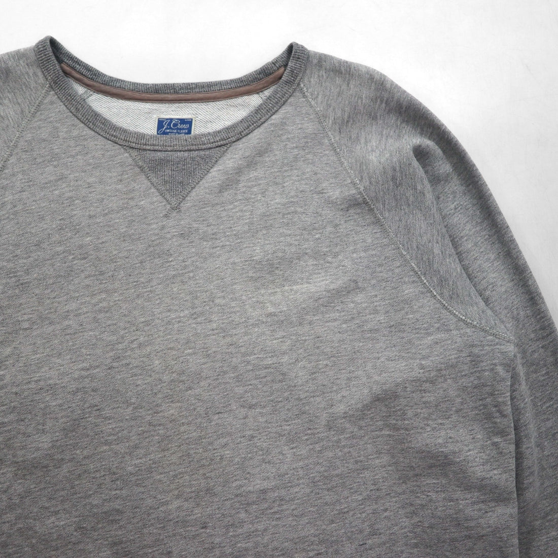 J.CREW Blank Sweatshirt (Size L) with Vintage-Tone Front V and Vintage Fleece Crew Neck