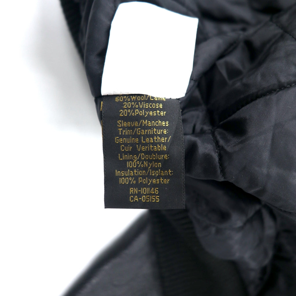 NORTH END Made in Canada 90's Sleeve Leather Stadium Jacket XL Black Wool NASA Embroidery