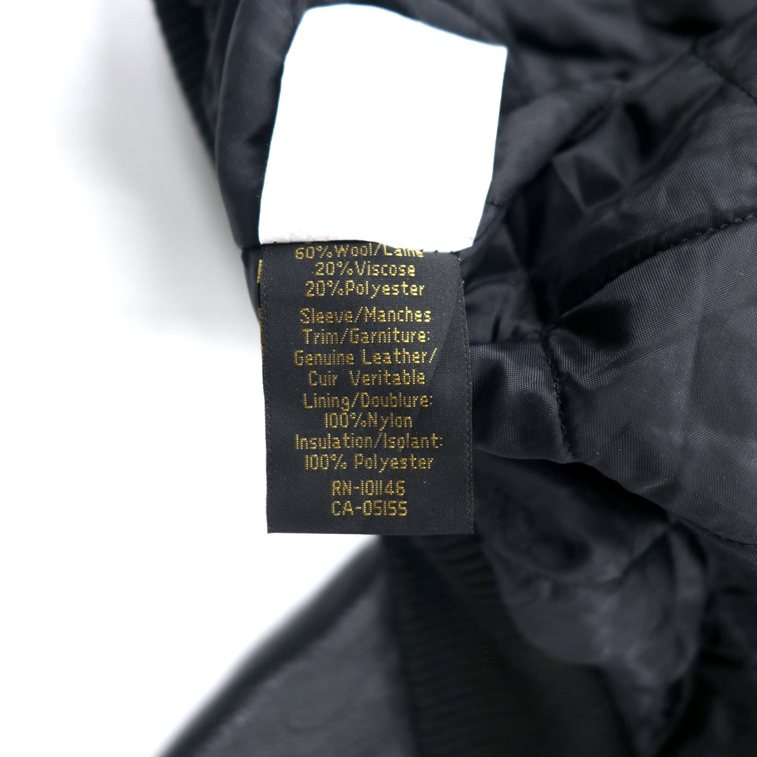 NORTH END Made in Canada 90's Sleeve Leather Stadium Jacket XL Black Wool NASA Embroidery