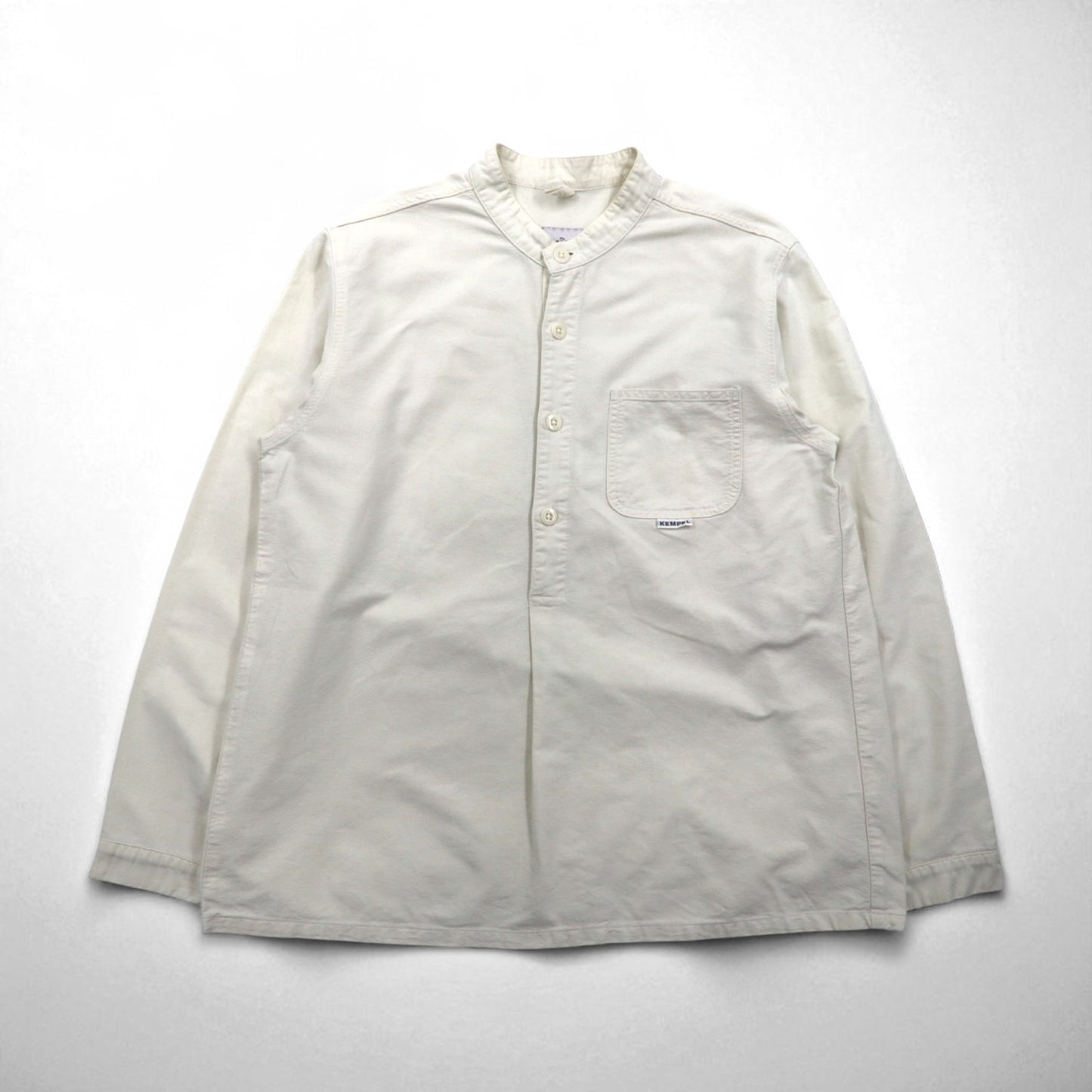 KEMPEL 日本製 スタンドカラー プルオーバーシャツ L バンドカラー 胸ポケット 019-492-52